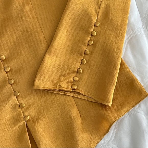 JOIE Madora Dusty Gold V-Neck Long-Sleeve Satin Button Down Top XS - Picture 8 of 12